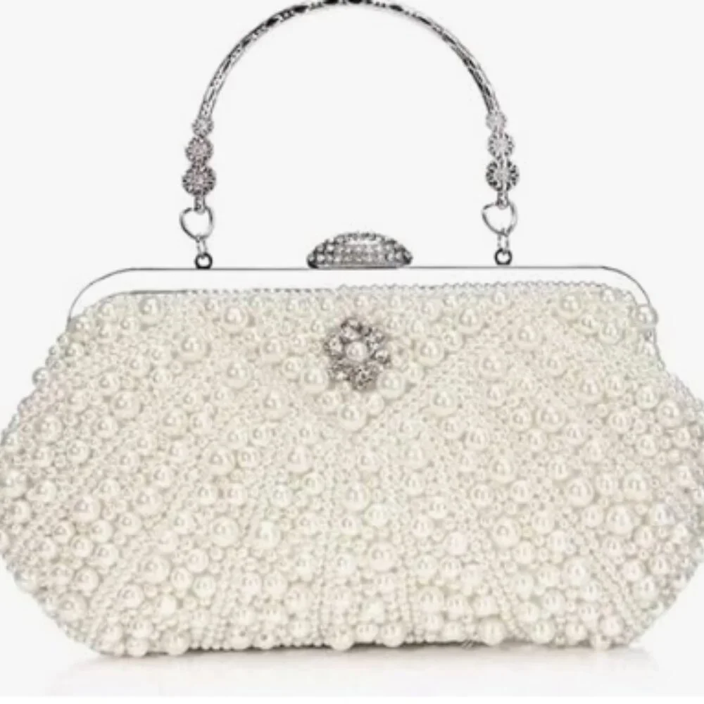 Elegant White Pearl Clutch - Picture 3 of 14